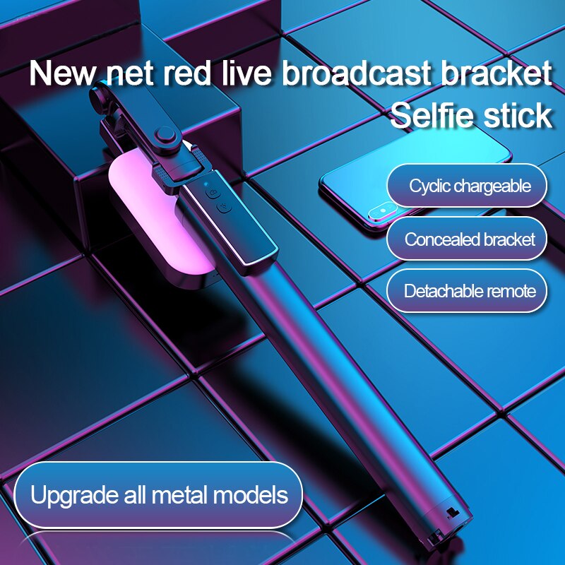 Mini Bluetooth Selfie Stok Statief Met Fotografie Vulling Licht Uitschuifbare Aluminium Remote Selfie Stick Voor Make-Up Video Live