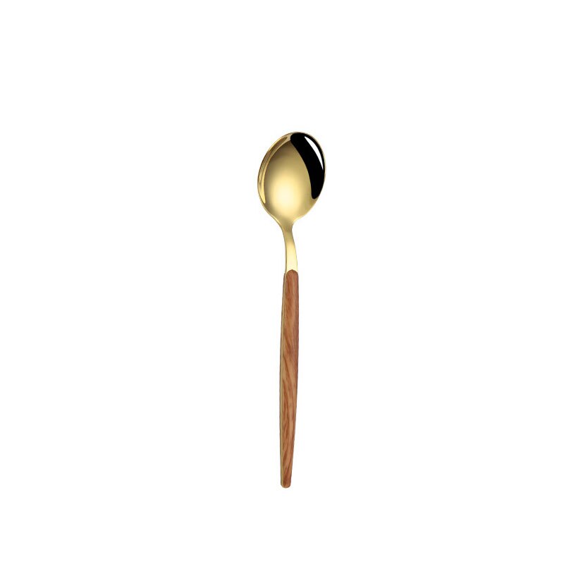 Roestvrij Staal Bestek Houten Handvat Servies Bestek Set Vork Mes Lepel Thee Lepel: Tea spoon