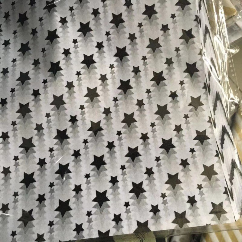 20pcs/set High 50*70cm Tissue Paper Flower Clothing Shirt Shoes Packaging Craft Paper Roll Wine Wrapping Papers: Black star