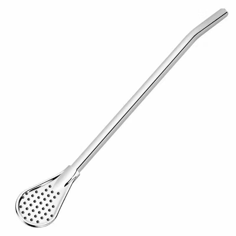 Spoon Tea Filter Yerba Mate Tea Straws Stainless Steel Drinking Straw Bombilla Gourd Reusable Tea Tools Wash Bar Accessories: sliver A