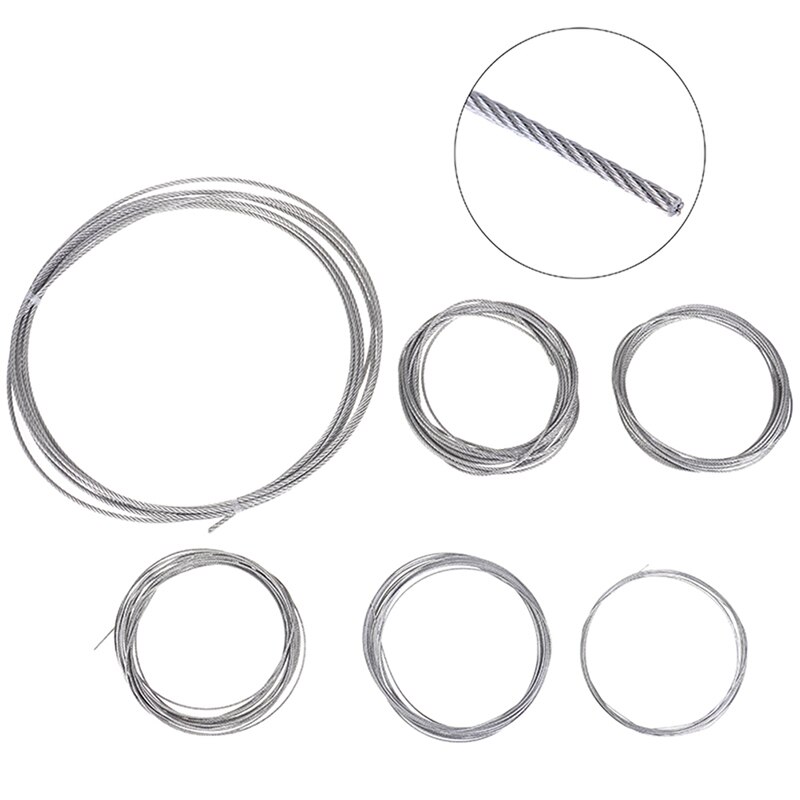 Pehmeä 5m 304 ruostumaton teräs pehmeä köysi kalastus nostokaapeli pyykkinaru 7*7 rakenne halkaisija 0.5mm 1 mm 1.2 mm 1.5 mm 2 mm 3.0mm