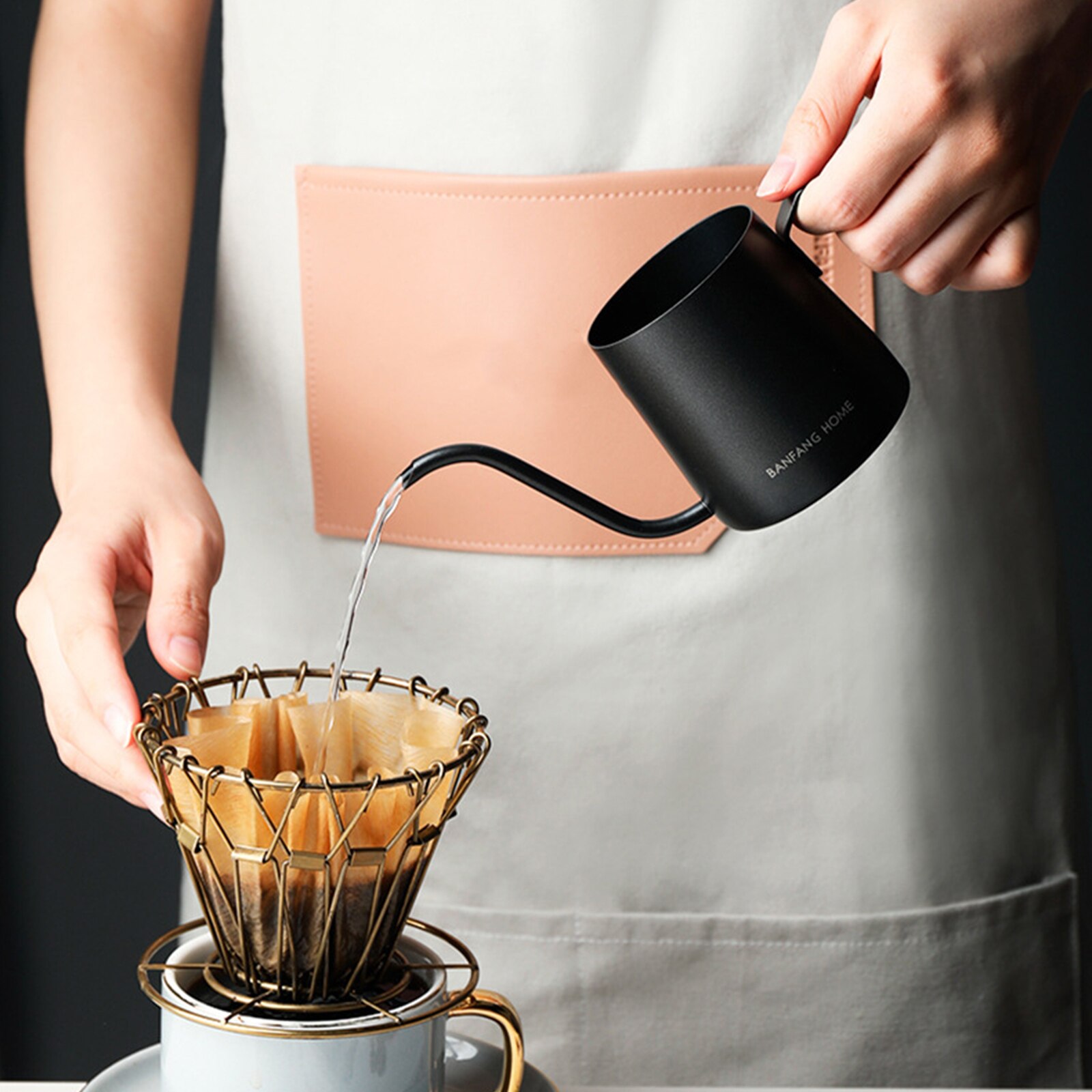 Coffee Kettle Stainless Steel Gooseneck Coffee Pot Hand Drip Coffee Pouring Kettle Long Narrow Drip Kettle for Coffee and Tea