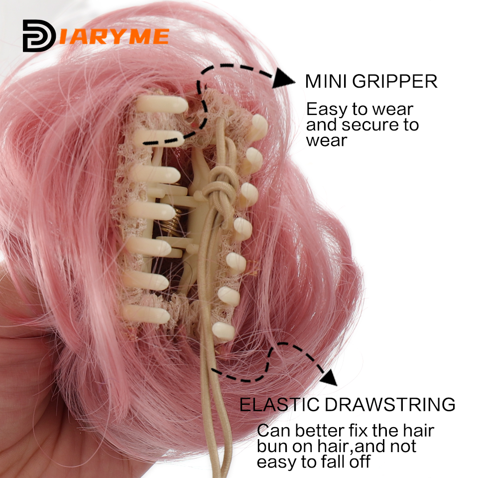 Cosplay Mini Hair Buns Synthetic Chignon Hair Extention Hair Bun Meatball Head Hair Accessories Clip-in Updo Donut Bun heat resi