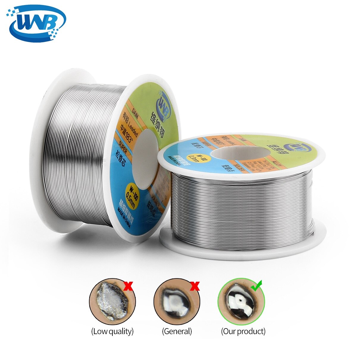 Wnb 50G Hoge Zuiverheid 183 ℃ Smeltpunt Tin-Lood Solderen Draad Roll Melt Rosin Core Geen-schoon Soldeer Flux 2.0% Iron Kabel Reel