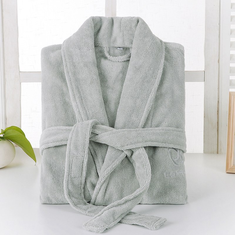 Heren Badjas Katoen Lange Warme Badjas Dikke Zachte Winter Badjas Heren Kamerjas Kimono Gewaden Mannelijke Bruidsmeisje Badjassen: Grey / L(165-178CM)