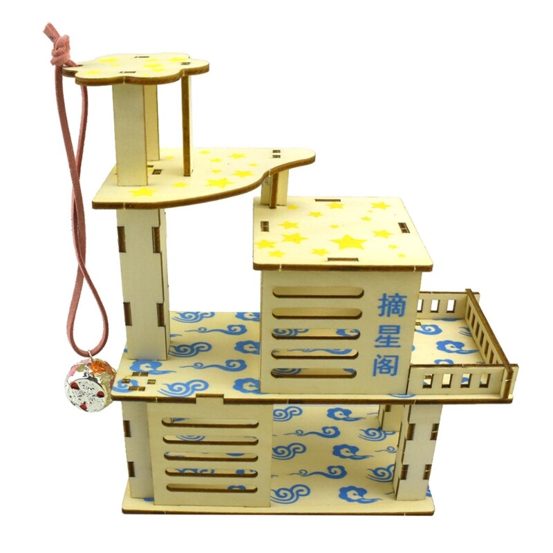 Hamster Holz Villa Haus Klettern Spielzeug Versteck Verschachtelung Lebensraum für Chinchillas Guinea Schweine Kleine Tiere 5 Arten: Gelb