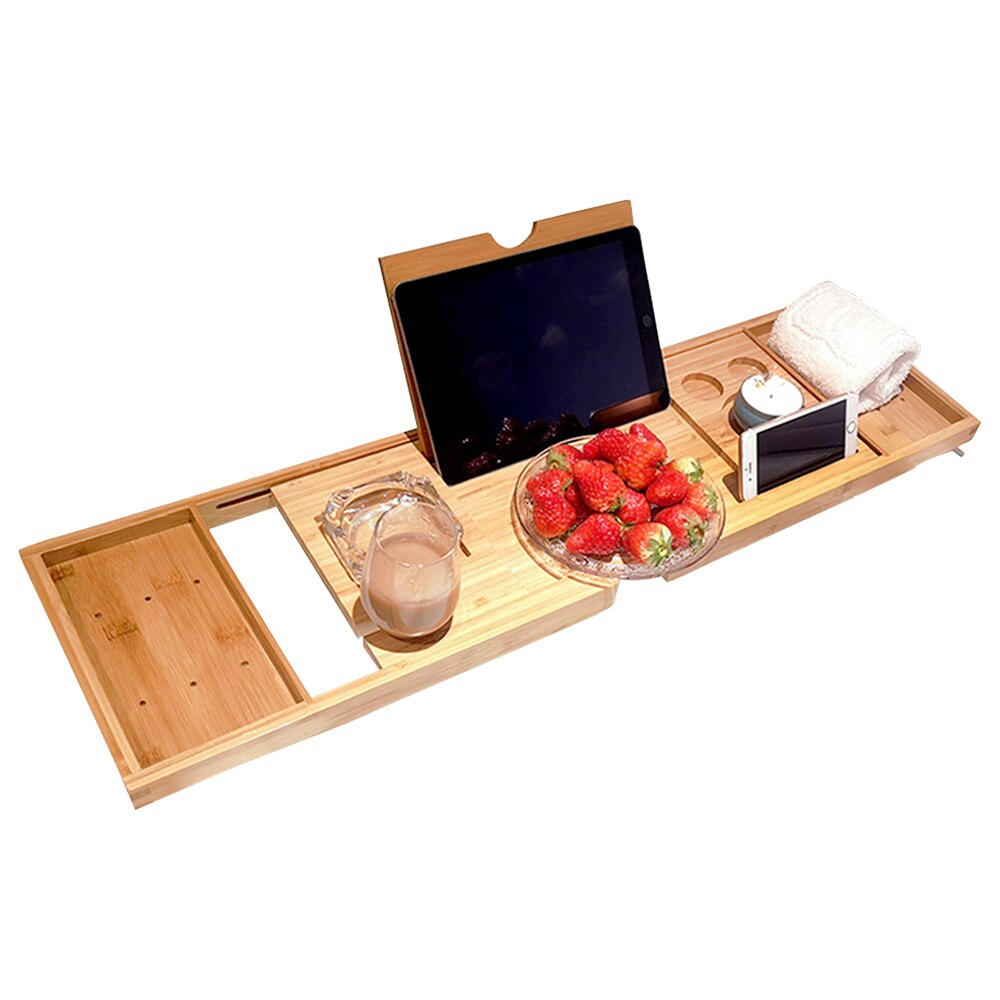 Bathtub Caddy Tray Spa Bathtub Caddy Organizer Book Wine Tablet Holder Reading Rack Nonslip Bottom Extendable Sides: Default Title