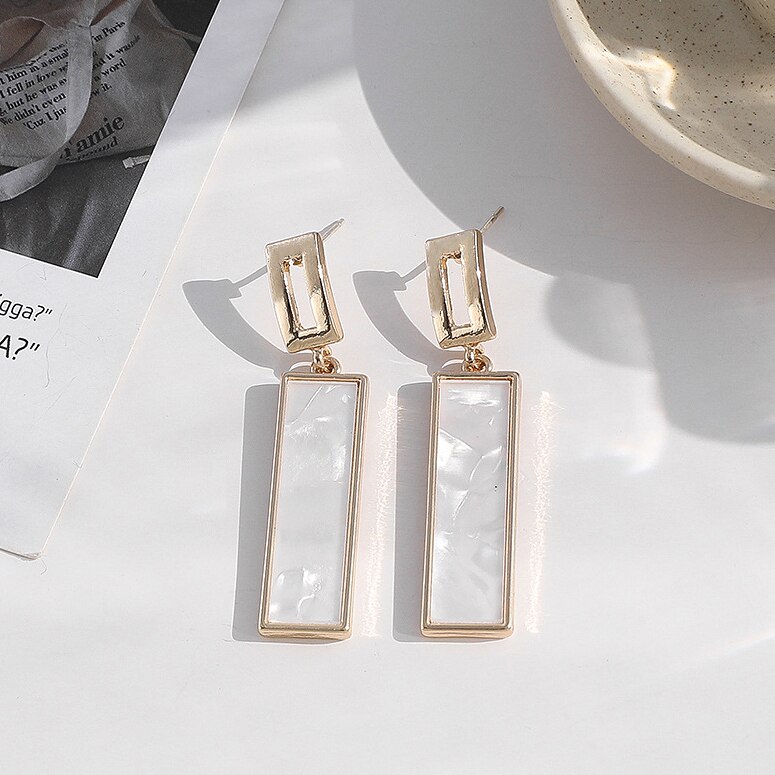 Boucles d'oreilles géométriques carrées simples pour femmes, boucles d'oreilles longues avec clous et Clips d'oreille Non percés, , offre spéciale