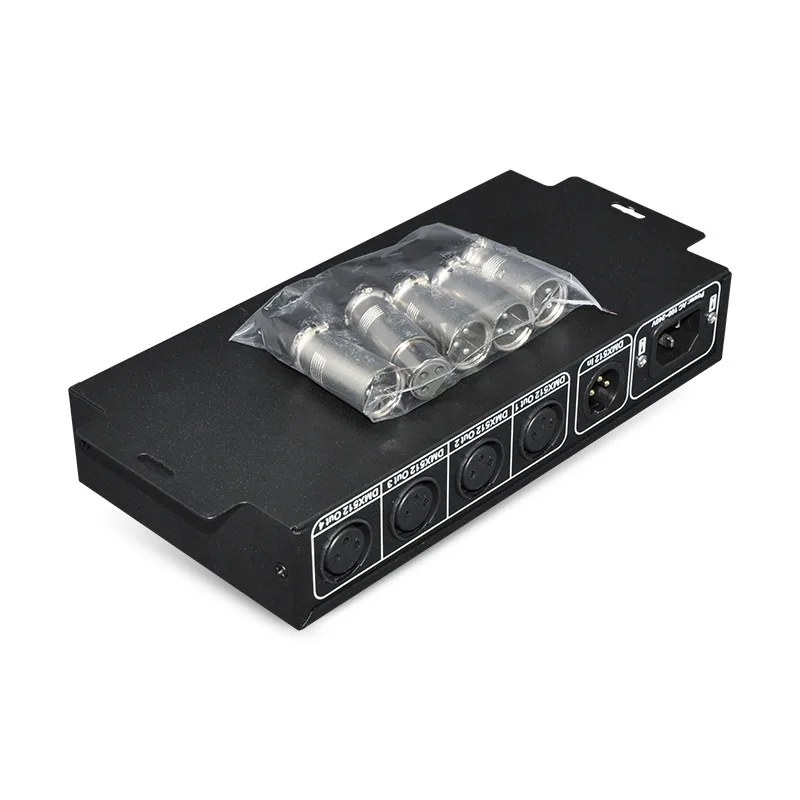 DMX Signal Amplifier Repeater DMX Splitter 4 Output Ports AC 100-240V DMX Controller 512