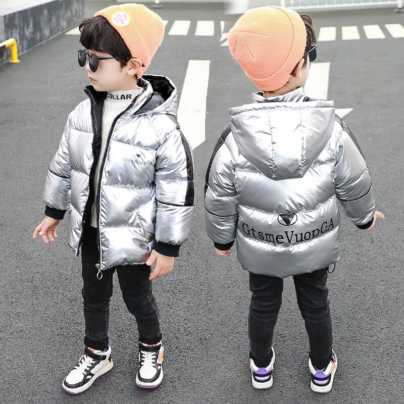 Rlyaeiz glanzende kinderwinterjassen voor jongens parka jassen 80%  dons jongensjassen dikke warme kleding leeftijd 2-9y
