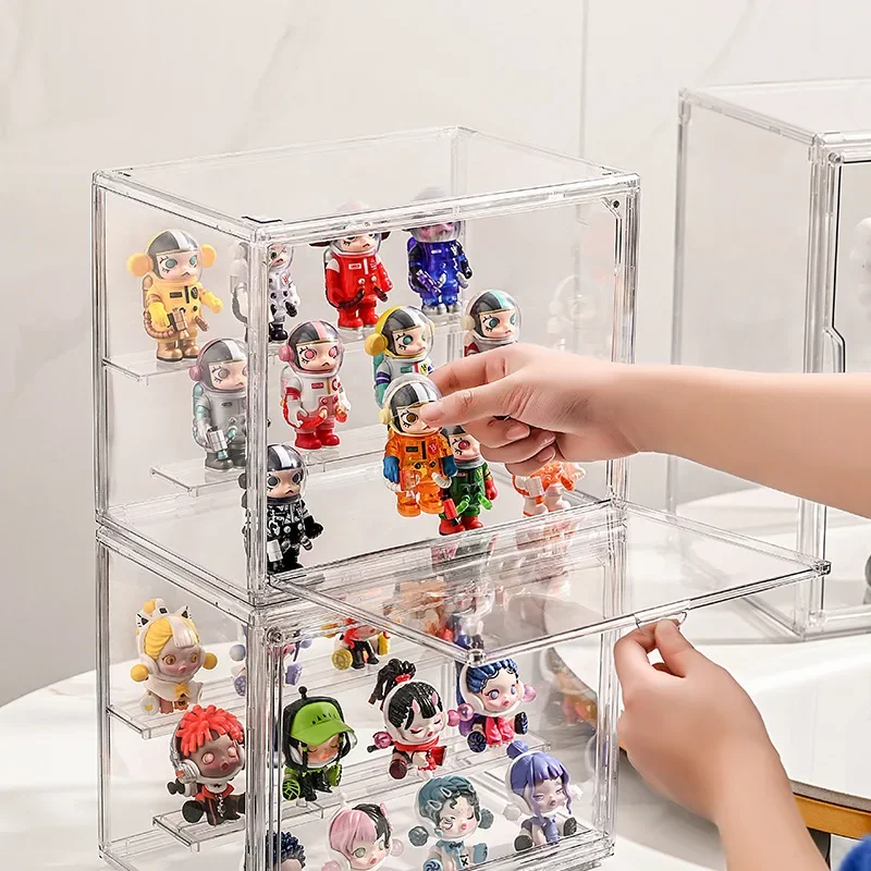 Large Capacity Storage Box Organizer for Figures Acrylic Box Clear Blind Box Showcase Makeup Organizer for Bag Display Dustproof