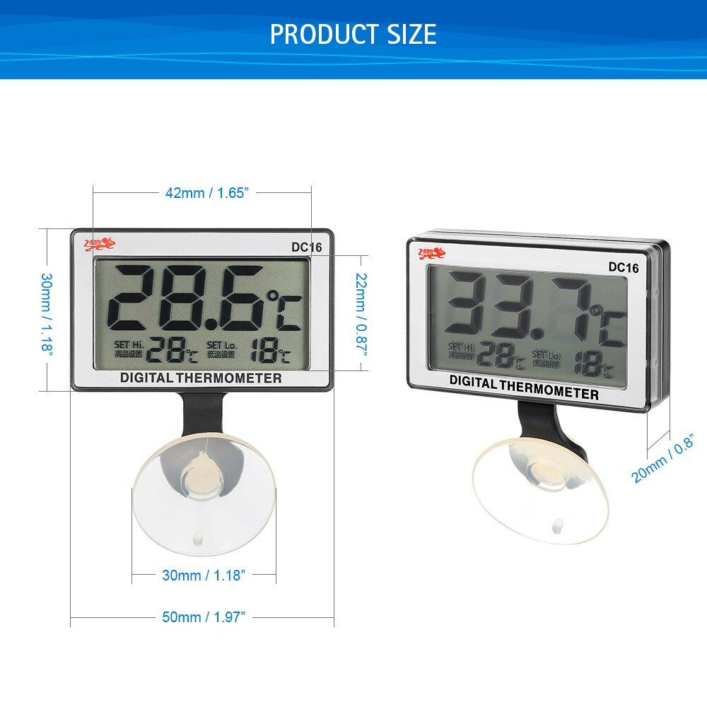 LCD Digital Fish Tank Aquarium Thermometer Control Submersible Water Temperature Meter High/Low Temperature Alarm 0°C~50°C