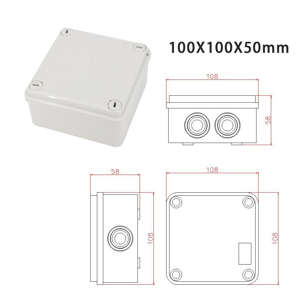 Waterproof Junction Box ABS Plastic IP65 DIY Outdoor Electrical Connection Box Cable Branch Box Normal 100x100x50