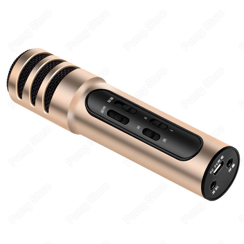 condenser wired microphone Karaoke live compatible with Multi sound change burst the audience Handheld microphones: Gold