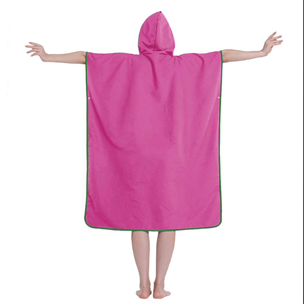 Adult Microfiber Solid Color Poncho Water Absorption Quick Dry Hooded Wetsuit Changing Robe For