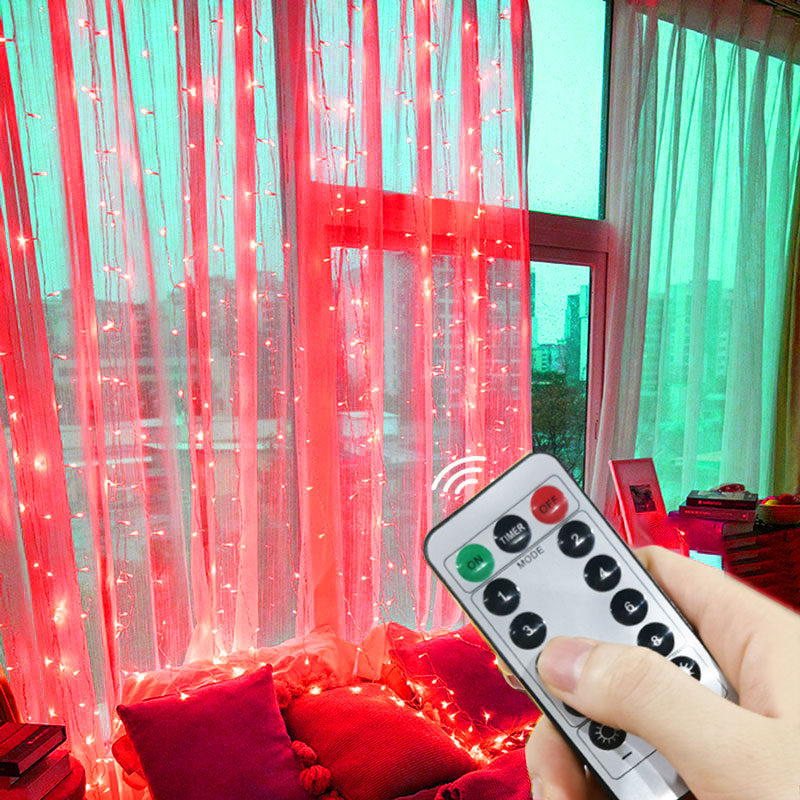 6x3M/3x3m Curtain Garland on The Window USB Power Fairy Lights Festoon with Remote Year Garland Led Lights Christmas Decor: RGB / O