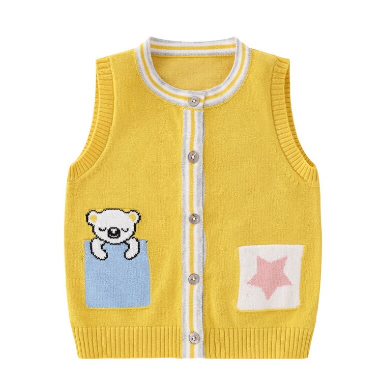 2021 New Autumn Baby Girls Boys Vest punto aperto Cartoon bradipo collo tondo maglia maglione gilet bambini Outwear E3019