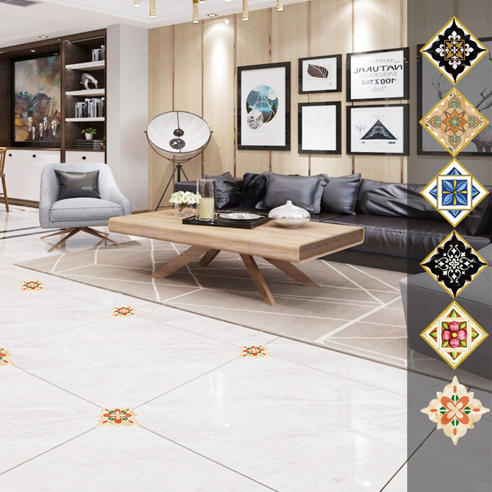 15 stk selvklæbende pvc keramiske fliser klistermærker wallsticker geometrisk mønster kunst gulvklistermærker indretning badeværelse køkken klistermærke