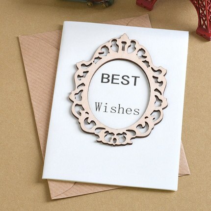 6pcs Mini Birthday Cards Wood Message Kids Party Greeting Cards