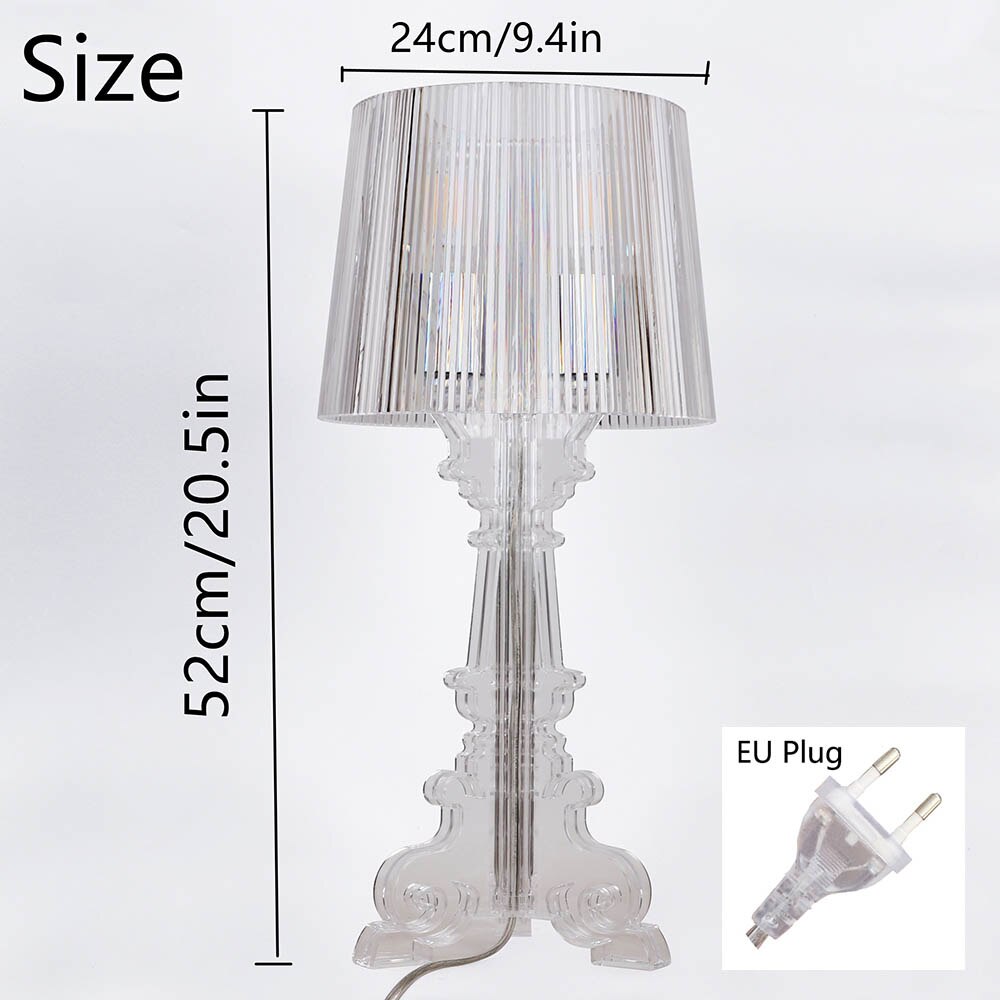 Lampe de Table en acrylique, pour chambre à coucher, salon, bureau, bureau, art déco en cristal, veilleuse fantôme, prise ue E27: Transparent