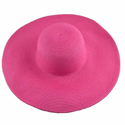 Sombrero Floppy Hawaiano de verano para mujer, gorro de paja de ala ancha de Color sólido: Rose Red