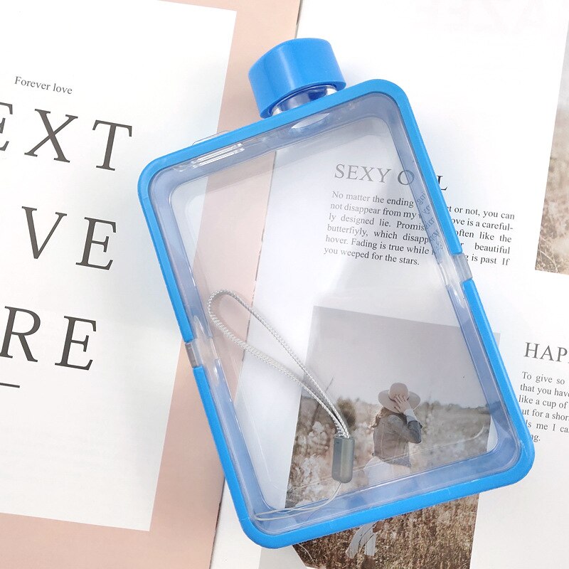 Gourde d'eau carrée Simple et Portable en verre pour hommes et femmes, gourde carrée en papier, pour Fitness, pour sportifs et personnalité, A5: blue