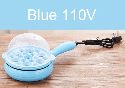 Multifunction Household Mini Egg Omelette Pancake Fried Steak Frying Pan Non-Stick Boiled Eggs Boiler Steamer Cooker 110V/220V: Blue 110V