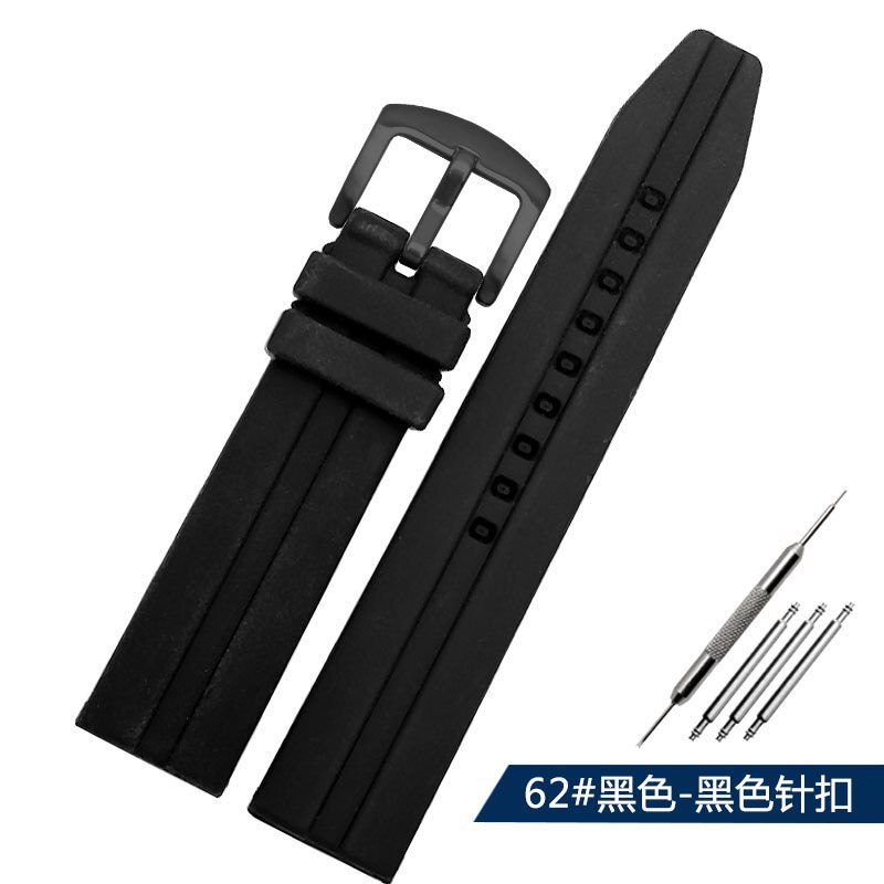 Silicone Rubber watch strap 22mm 24mm 26mm bracelet wristwatches band watchband waterproof breathable wristband: 62 black black / 22mm