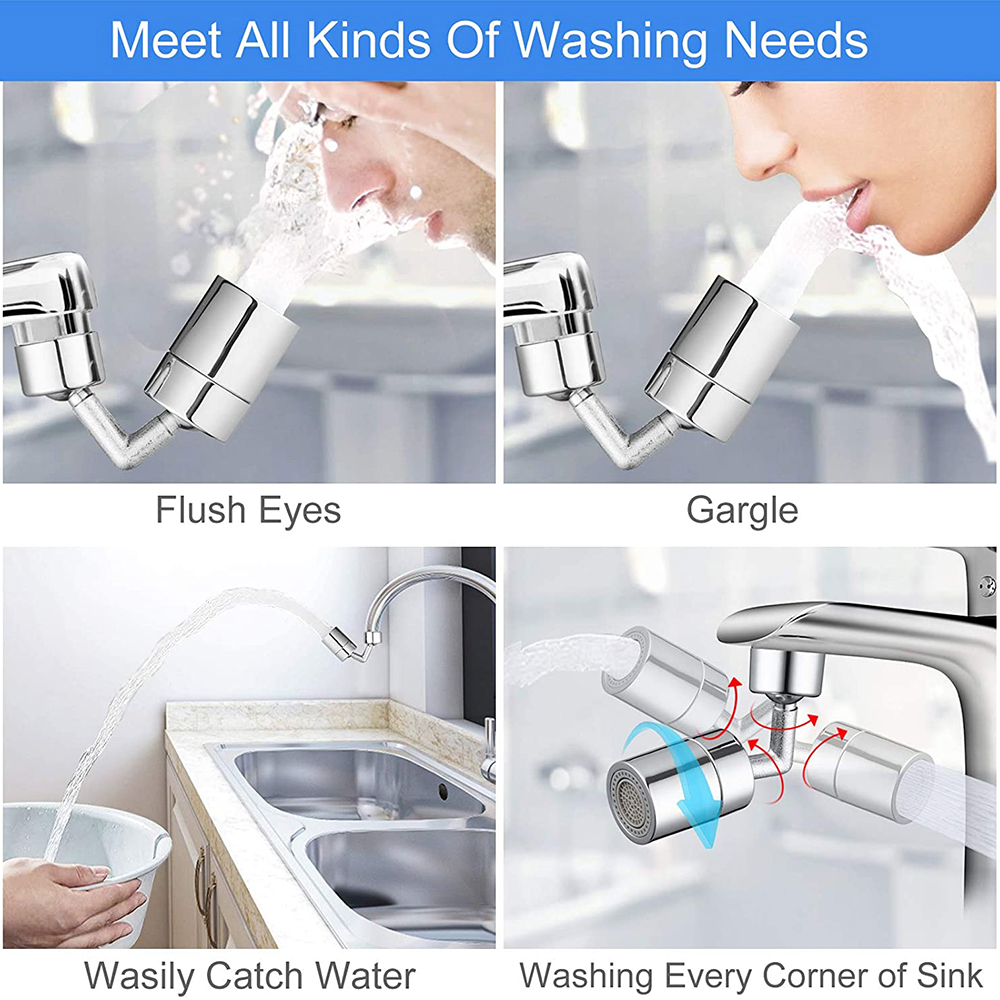 Splash Filter Kraan Universele 720 ° Draaien Kraan Spuit Hoofd Extender Adapter Beweegbare Keuken Badkamer Kraan Accessoires