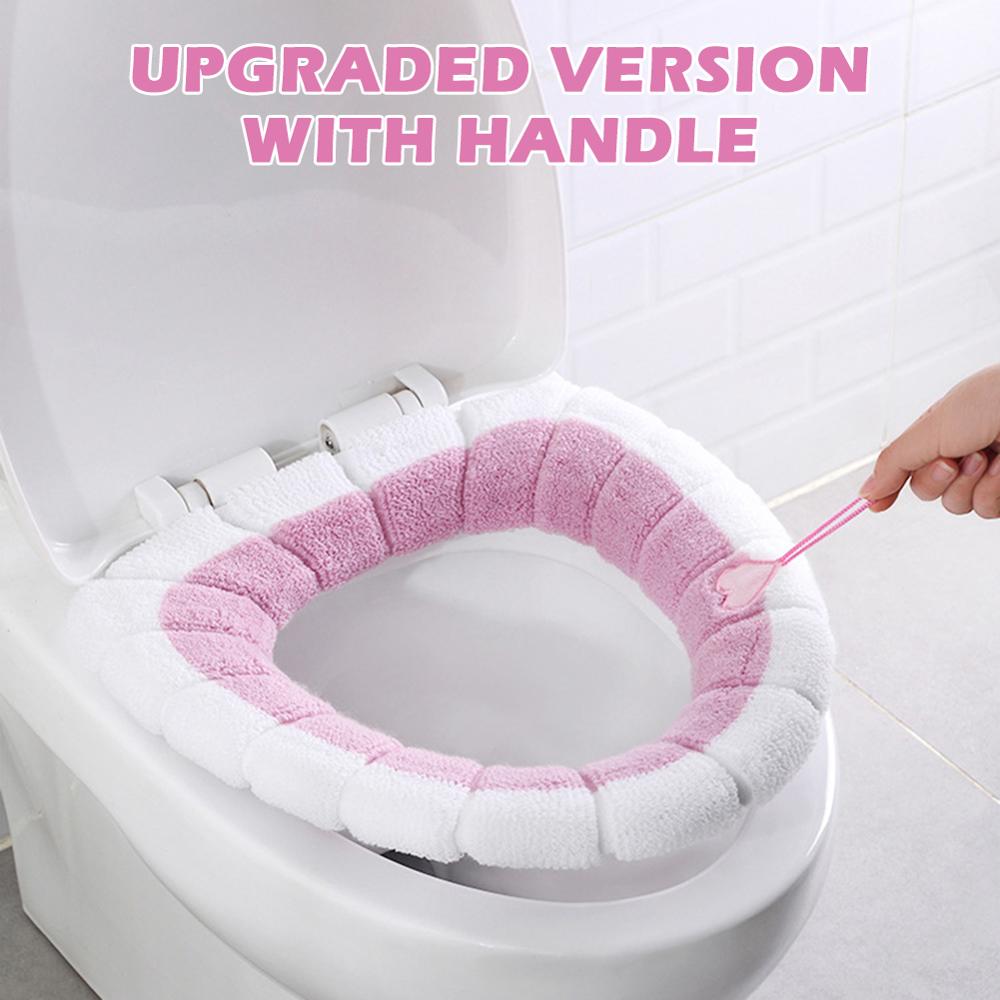 Juego de fundas de asiento de inodoro Universal, cálido, suave y lavable, tapete para decoración del hogar, funda de asiento, accesorios para tapa de inodoro