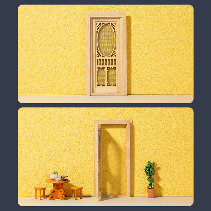 1/12 Poppenhuis Miniatuur Hout Externe Enkele Deur Houten Raamkozijn Diy Accessoires Pophuis Meubels Speelgoed Multi Stijlen