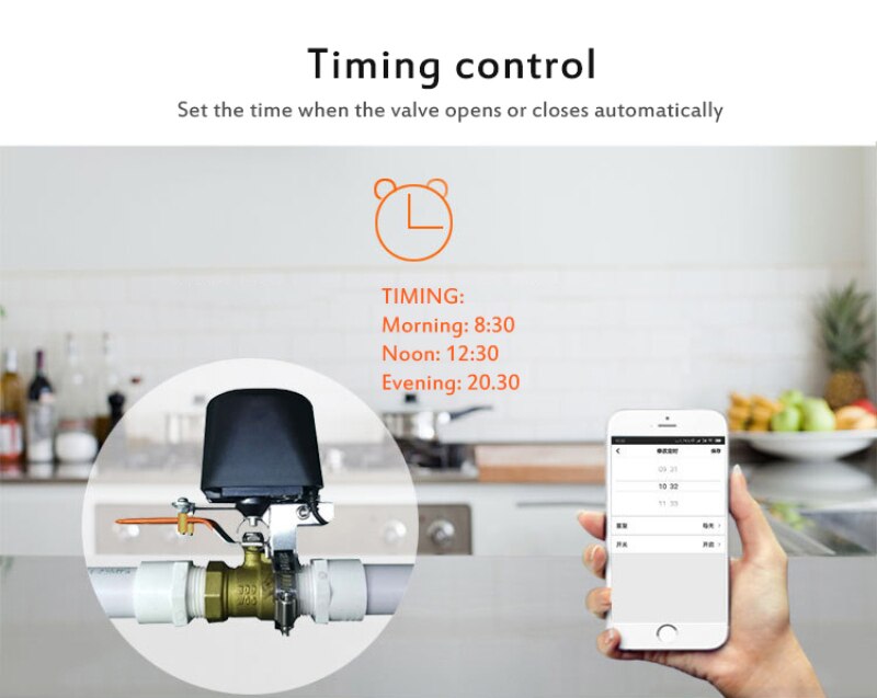 Aubess Tuya Smart WiFi Water Valve Gas Valve Bluetooth Vioce Control Compatible With Alexa Google Home Shut Off Controller