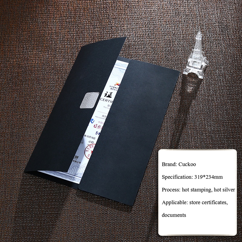 CUCKOO 1pcs certificate document paper envelope novelty dignified three folding file sets stamping sliver paper