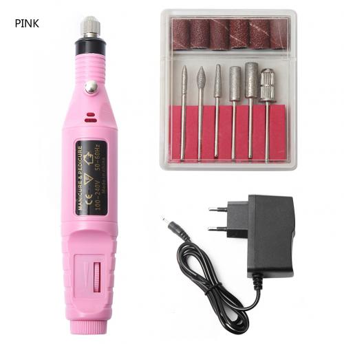 Conjunto de brocas para arte de unha, conjunto de 6 peças, lixas em gel uv, ferramenta elétrica para manicure e pedicure: Rosa