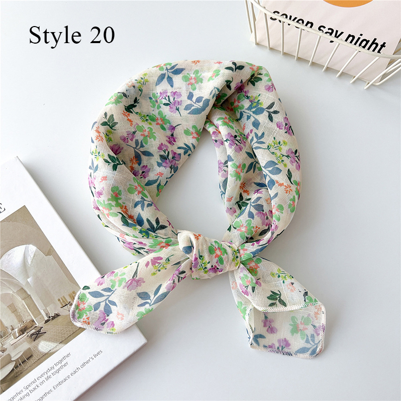 Châle Carré en Coton et Lin pour Femme, Écharpe Douce, Hijabs, Bandanas, Protection Solaire, Foulard de Tête, 55cm: green