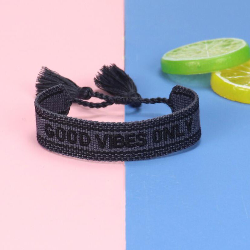 Verstelbare Stof Gevlochten Armband-Borduren Touw Kwastje Vriendschap Armbanden, Vintage Bohemen Handgemaakte Sieraden, Voor Vrouwen