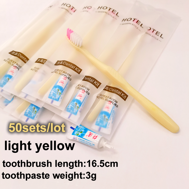 Suministros para hotel, viaje, Kit Dental, cepillo de dientes desechable, juegos de pasta de dientes, embalaje independiente al por mayor: Castaño