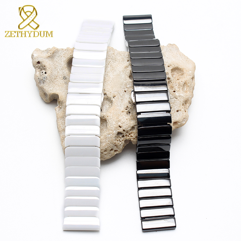 Ceramic watch strap 16mm bracelet watchband 20mm 22mm quick release bar wristwatches band 18mm white black watch belt not fade