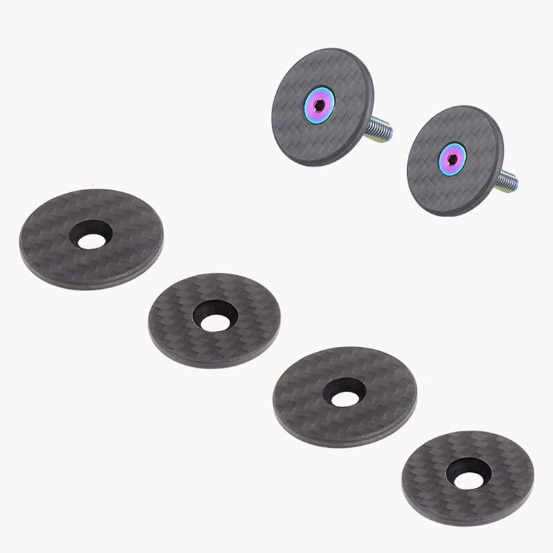 Carbon Stem Top Cap Bicycle Headset Top Cap for Mountain Road Bike M6X30mm Titanium Bolt 2.86CM