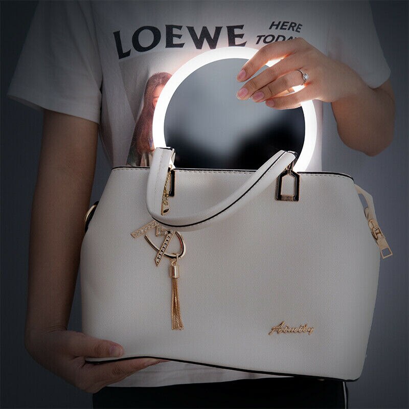 Girls Lighted Makeup Mirror Daylight LED Vanity Bathroom Travel Compact