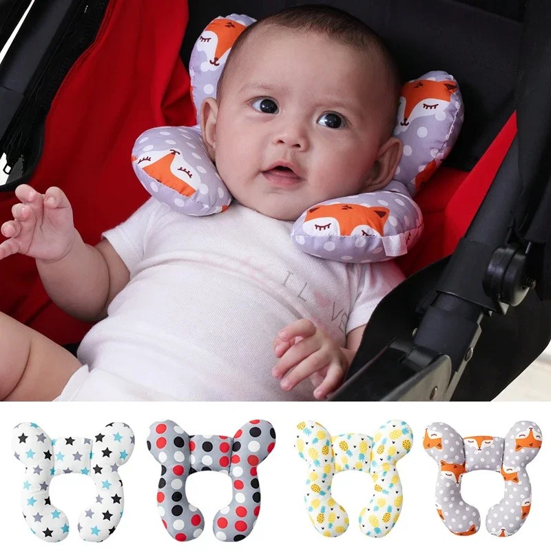 Cuscino per passeggino multifunzionale Nuovo cuscino a forma di U per bambini in cartone animato morbido cuscino per bambini da viaggio per auto