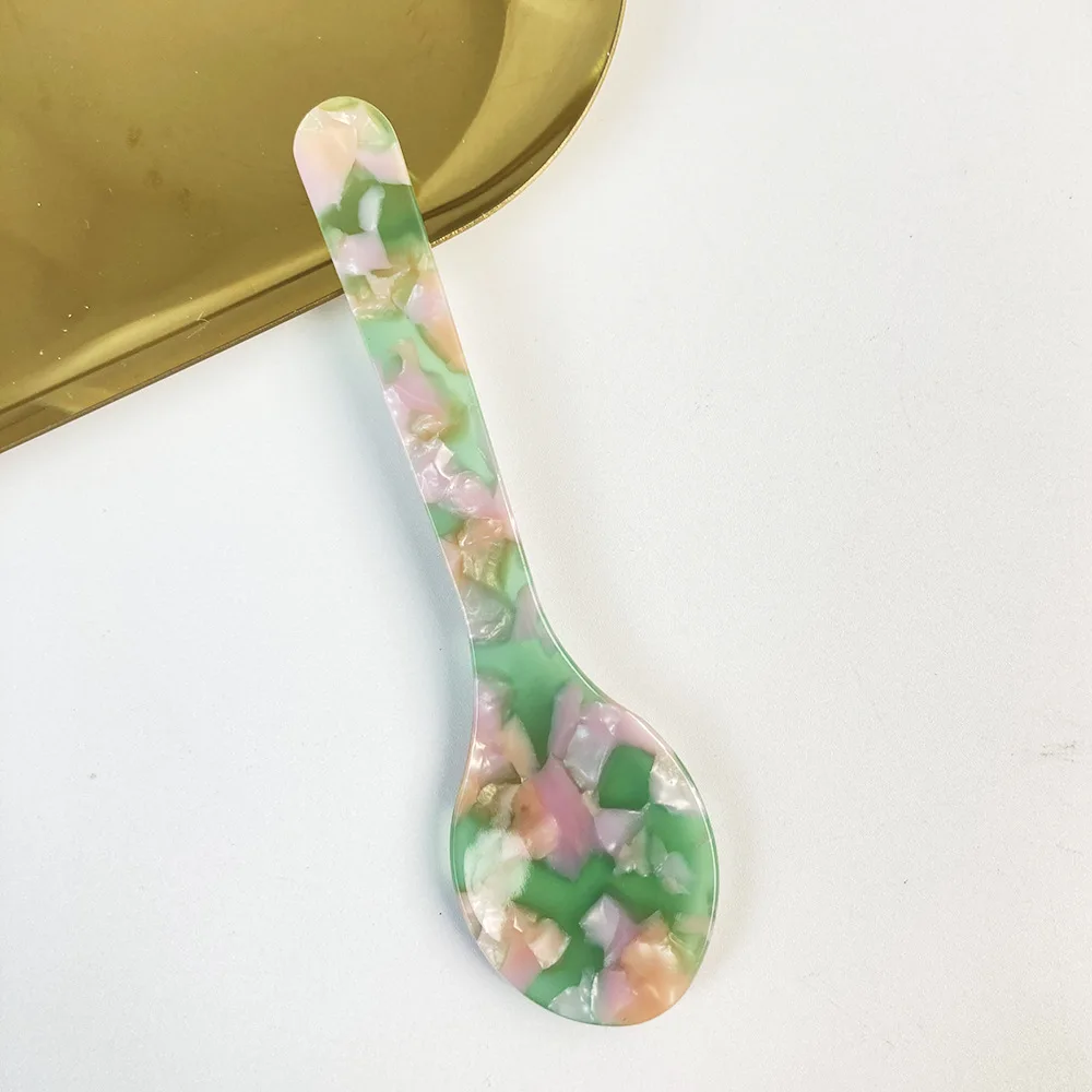 Kleurrijke acryl ijslepels, koffiekaviaar roerlepels, dessert theelepels, keukengerei, knutselgereedschap: Geel