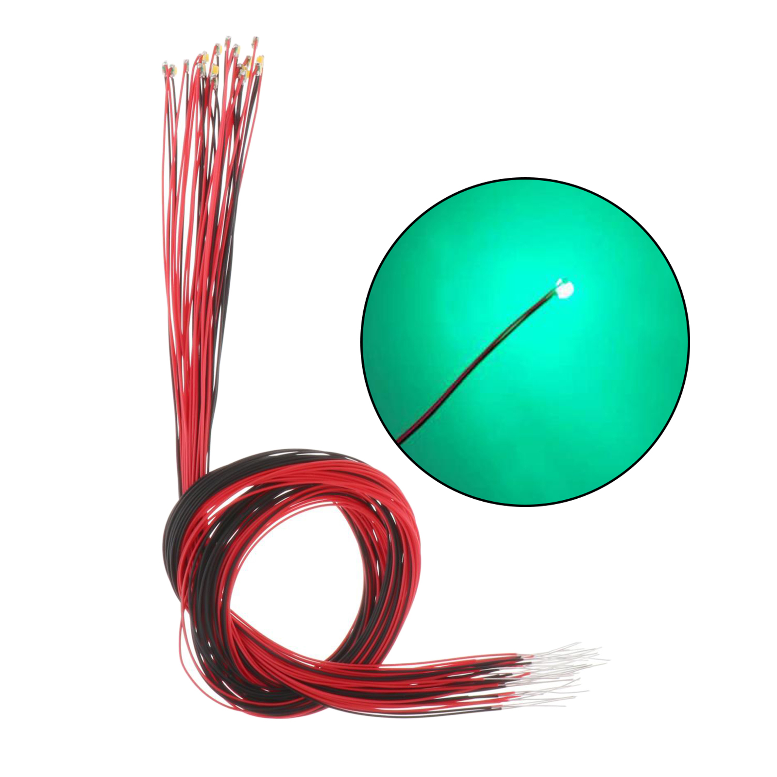 Cables de cables LED presoldados para modelo de tren, Micro Litz, SMD, 30cm, 6 colores opcionales para escenas de modelos de tren/ferrocarril, 20x: 20pcs Green 0805