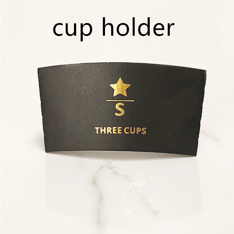 50pcs Net red thick disposable coffee cup drink milk tea paper cups takeaway packaging wtih lid stamping cup holder: cup holder