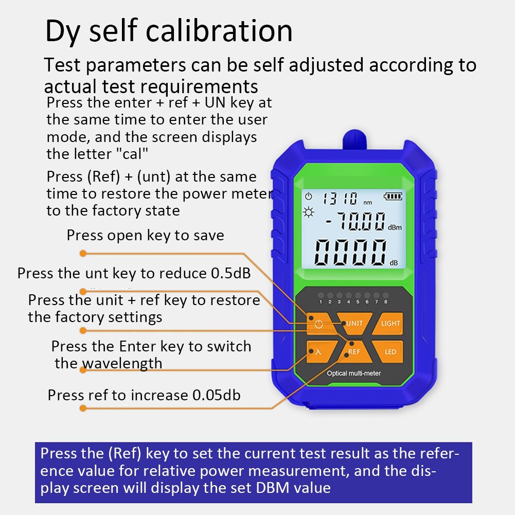 2 IN 1 High Accuracy Optical Power Meter With RJ45 Fiber Tester Self-Calibration With 6 Wavelengths