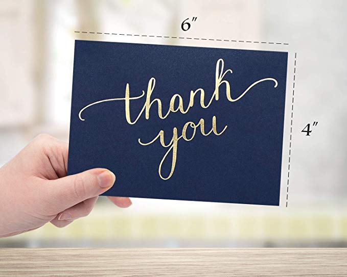 4pcs thank you Cards blank gold foil Notes Cards with envelope 4x6 inch cardstock paper stationery for wedding invitation cards