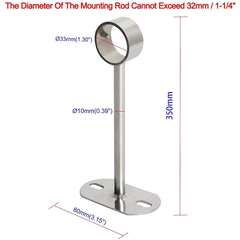 Ceiling-Mount Bracket, Wardrobe Pipe Bracket, Wardrobe Rod Lever Support Holder Pipe Flange Socket 2Pcs