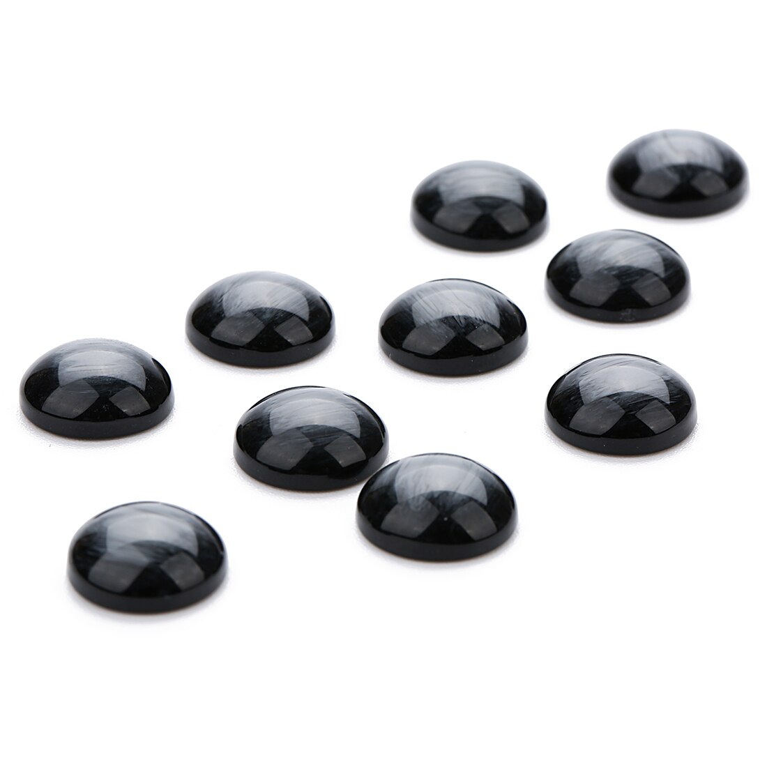 30 pcs/lot 12mm résine ronde cristal Cabochon Flatback fait à la main Cabochon ajustement Base anneau pendentif réglage pour les résultats de bijoux: black