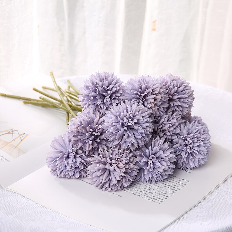 3/5Pcs Hortensien Künstliche Blumen Bouquet Für Home Schlafzimmer Dekor Hochzeit Dekoration Handwerk Vasen Blume Anordnung Zubehör: L / plum