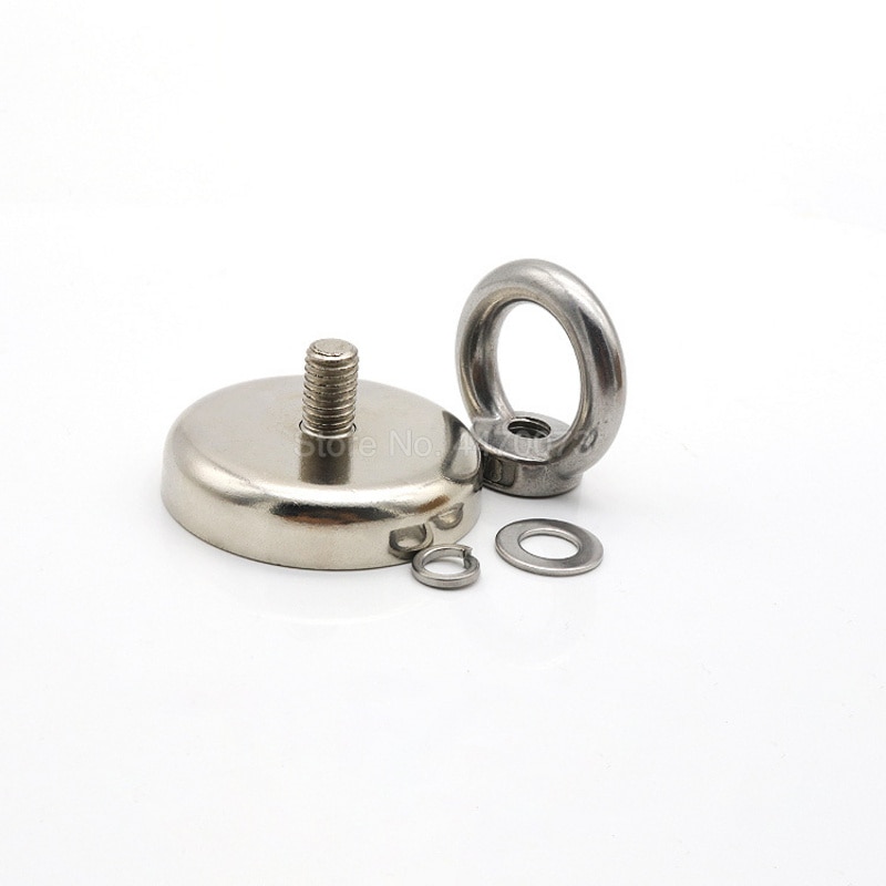 1Pc Strong Powerful Round Neodymium Magnet Hook Salvage Sea Fishing Equipments Holder Pulling Mounting Pot With Ring Rescue Tool